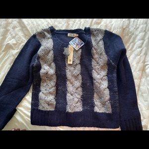 New navy cable k it sweater